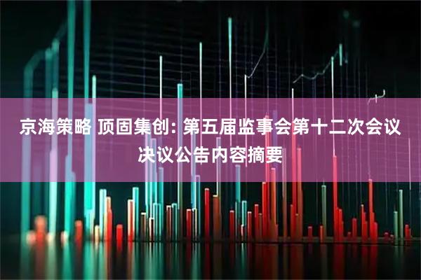 京海策略 顶固集创: 第五届监事会第十二次会议决议公告内容摘要